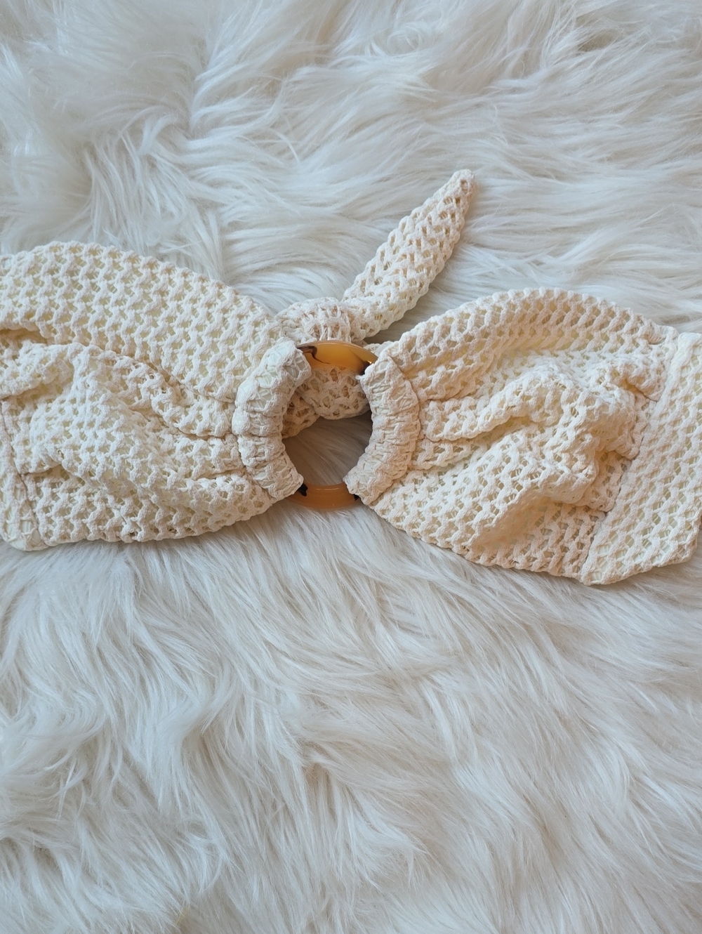 Montce Bone Crochet Tori Ties Bandeau Bikini Top SIZE S